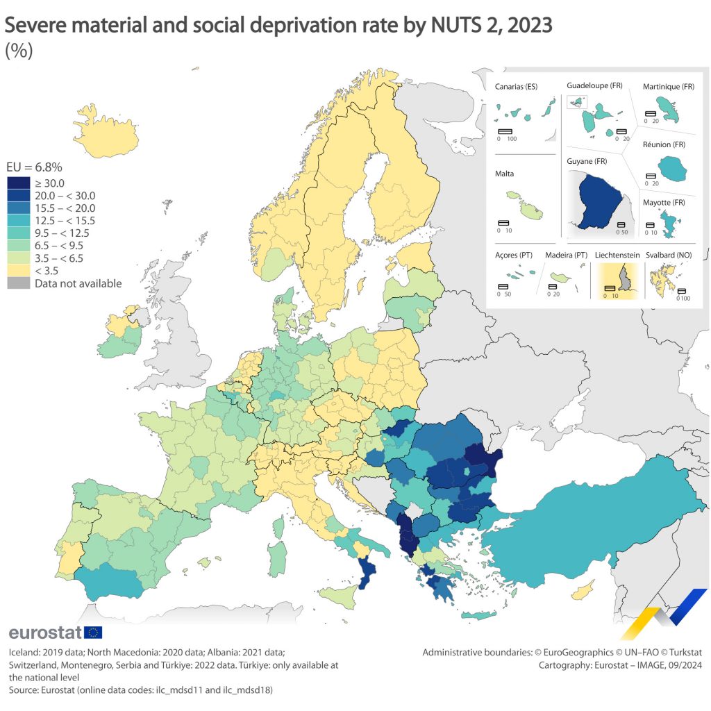 Eurostat: Τρίτη χειρότερη η Ελλάδα σε σοβαρή υλική και κοινωνική στέρηση