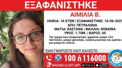 Συνεχίζονται αδιάκοπα οι έρευνες για τον εντοπισμό της 16χρονης Αιμιλίας, η οποία αγνοείται από το βράδυ της Δευτέρας, 16 Ιουνίου 2025.