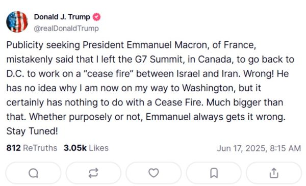 Ντ. Τραμπ για την ξαφνική απoχώρησή του από τη Σύνοδο G7: «Έρχεται κάτι πολύ μεγάλο. Μείνετε συντονισμένοι!»