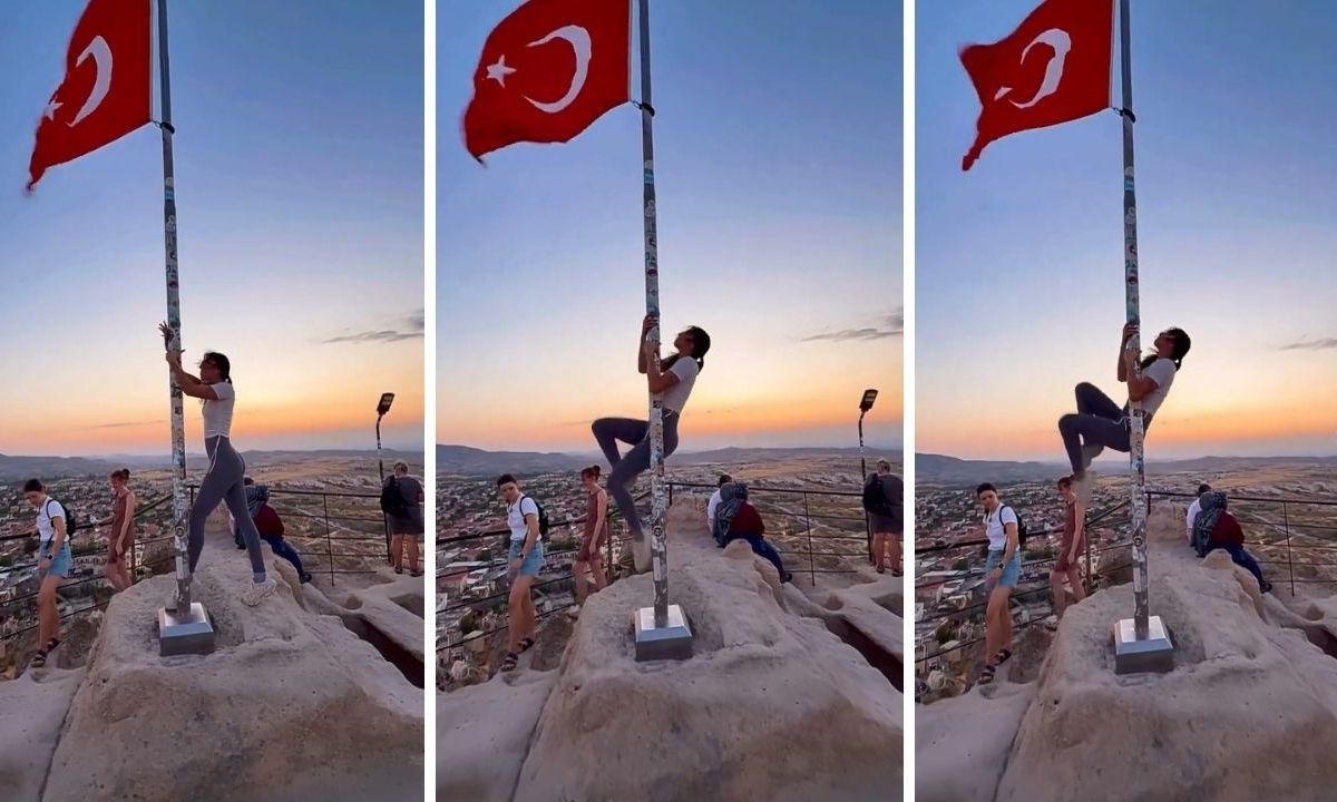 Οργή προκάλεσε στην Τουρκία, βίντεο που δείχνει μία τουρίστρια να κάνει pole dancing πάνω σε στύλο με την τουρκική σημαία!