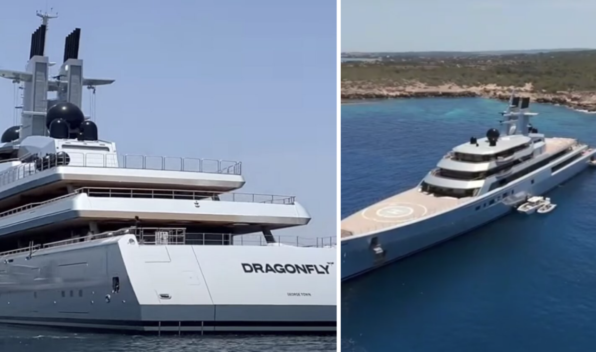 Το σούπερ γιωτ Dragonfly έριξε άγκυρα στον κόλπο της Ψαρρούς και μαγνήτισε τα βλέμματα. Το μήκους 142 μέτρων σκάφος κατασκευάστηκε