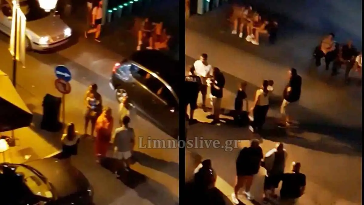 Σε ρινγκ μετατράπηκε η κεντρική πλατεία στη Λήμνο. Τριάντα ανήλικοι πιάστηκαν στα χέρια και άρχισαν να χτυπιούνται