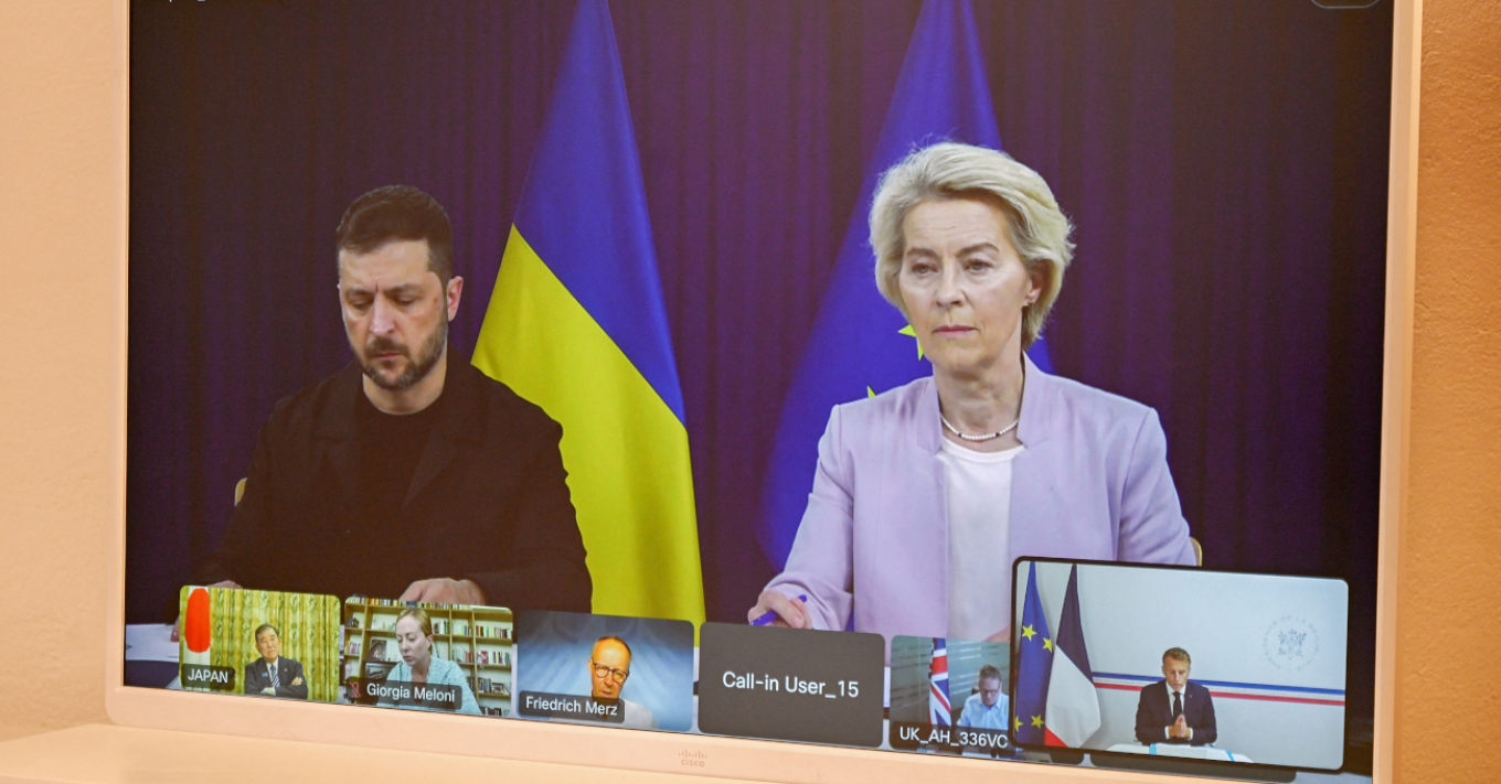 Η τηλεδιάσκεψη μεταξύ των Ευρωπαίων ηγετών και του προέδρου της Ουκρανίας, Βολοντίμιρ Ζελένσκι, ολοκληρώθηκε την Κυριακή, λίγες
