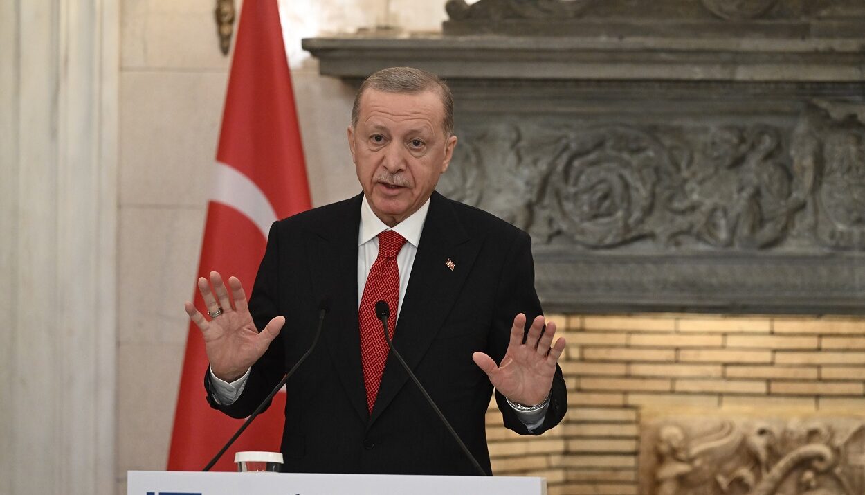 Ο Ρετζέπ Ταγίπ Ερντογάν μιλώντας στην ετήσια σύνοδο της Μόνιμης Επιτροπής Οικονομικής και Εμπορικής Συνεργασίας του Οργανισμού