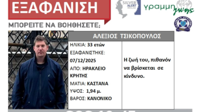 Στην Κρήτη συνεχίζονται με εντατικούς ρυθμούς οι έρευνες για τον εντοπισμό του 33χρονου ειδικευόμενου γιατρού του Βενιζέλειου