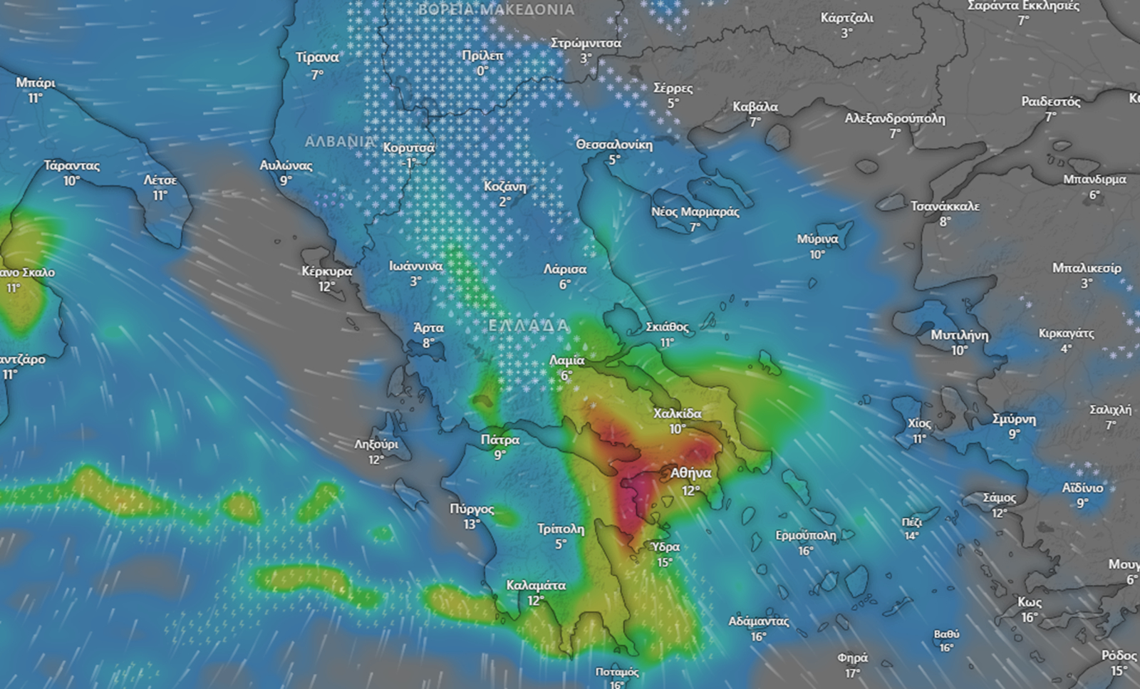 Η Αττική είναι ανάμεσα στις περιοχές που αναμένεται να πληγούν σφοδρά από την κακοκαιρία την Τετάρτη και αποτελεί μία από πέντε περιφέρειες