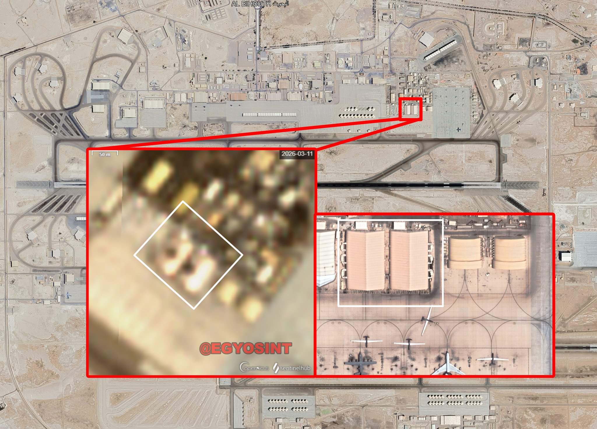 Εκτεταμένες είναι οι ζημιές σε υπόστεγο της Αεροπορίας των ΗΑΕ στην αεροπορική βάση Al Dhafra στο Άμπου Ντάμπι μετά από πρόσφατες ιρανικές