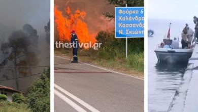 Ανεξέλεγκτη μαίνεται η φωτιά που ξέσπασε το μεσημέρι της Πέμπτης στην Κασσάνδρα Χαλκιδικής, με τις φλόγες να έχουν κάνει στάχτη τα πρώτα σπίτια, ενώ ακούγονται και εκρήξεις.